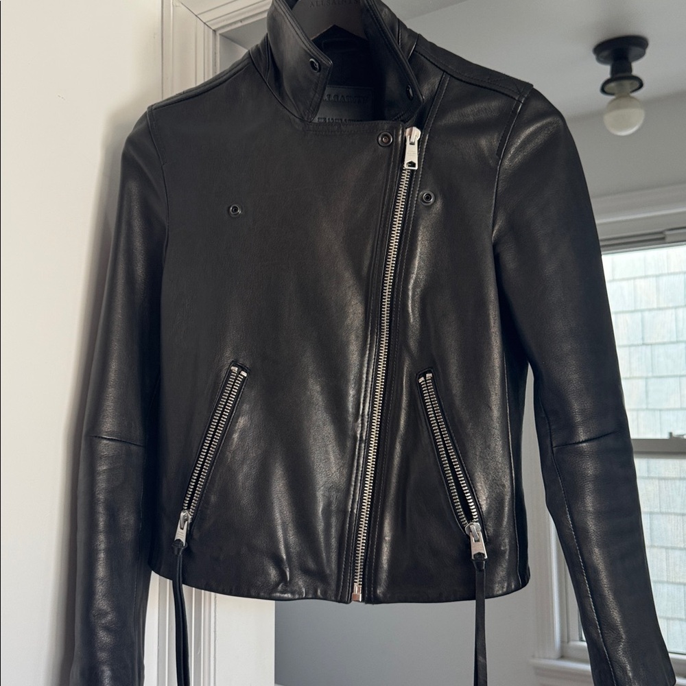 ALLSAINTS. NEW Dalby Slim Fit Leather Biker Jacket - Picture 8 of 13